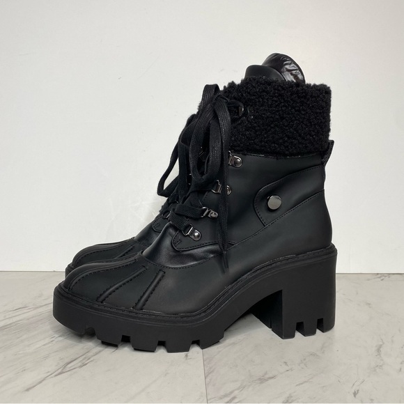 Steve Madden Northern Faux Fur Black Heeled Boot 9M - Picture 14 of 14